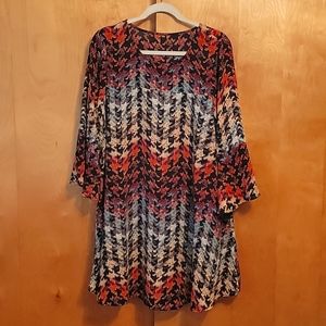 Cupio Women's Bell Sleeve Geometric Dress